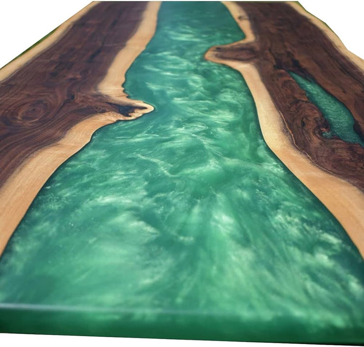 Rectangle Epoxy Resin Dining Table - Green