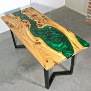 Rectangle Epoxy Resin Dining Table - Green
