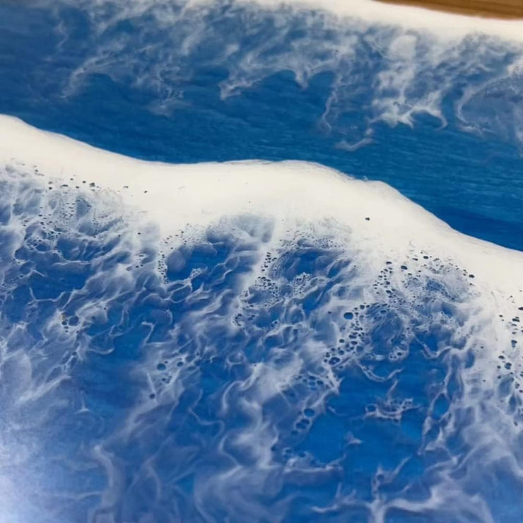 Round Epoxy Resin Coffee Table - Beach Pattern