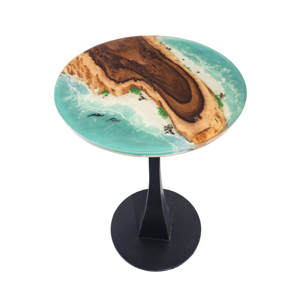 Round Epoxy Resin Coffee Table - Green