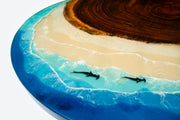 Round Epoxy Resin Coffee Table - Beach Pattern