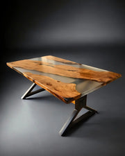 Rectangle Epoxy Resin Dining Table - Transparent
