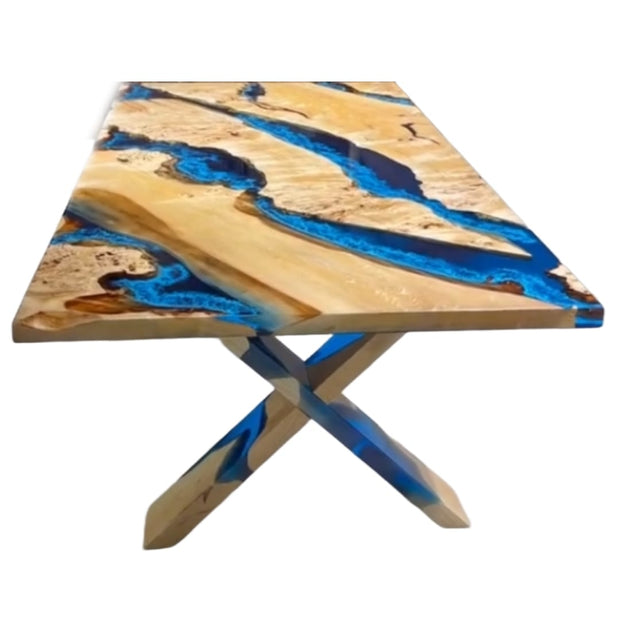 Rectangle Epoxy Resin Dining Table - Blue
