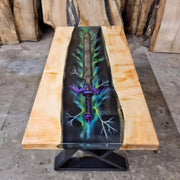 Rectangle Epoxy Resin Dining Table - Sword Theme