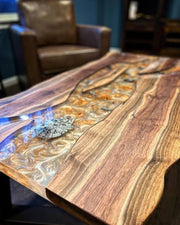 Rectangle Epoxy Resin Dining Table - Spaceship Theme