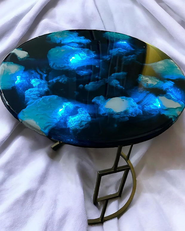 Round Epoxy Resin Coffee Table - Iceberg Theme
