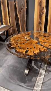 Round Epoxy Resin Coffee Table - Transparent