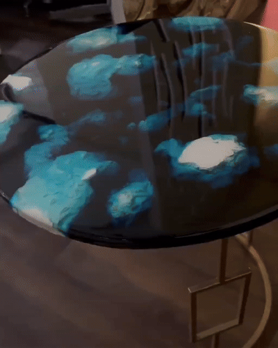 Round Epoxy Resin Coffee Table - Iceberg Theme