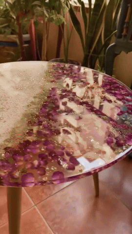 Round Epoxy Resin Coffee Table - Floral Fusion